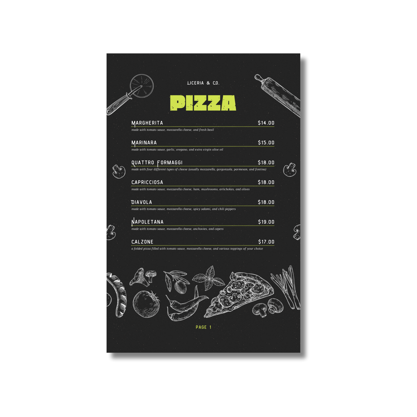Custom Menu Design